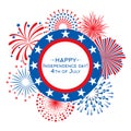 Happy Independence Day vector card with fireworks. 4th July banner template Royalty Free Stock Photo