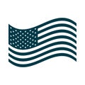 Happy independence day, waving american flag national symbol silhouette style icon