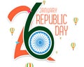 Happy Indian Republic Day celebration concept with Ashoka Wheel Royalty Free Stock Photo