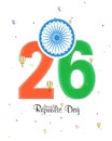 Happy Indian Republic Day celebration concept with Ashoka Wheel Royalty Free Stock Photo