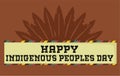 Happy Indigenous Peoples Day with brown background