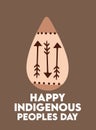 happy indigenous peoples day with brown background