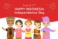 Happy Indonesia Independence Day, August 17th vector design.