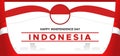 Happy Indonesia independence day party background with waving flag