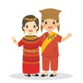 Indonesian Children wearing Toraja, Sulawesi Indonesia Traditional Clothes Vector Royalty Free Stock Photo