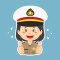 Happy Indonesian Police Character Sticker