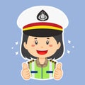 Happy Indonesian Traffic Police Character Sticker