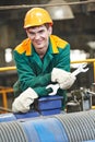 Happy industry worker repairman with spanner Royalty Free Stock Photo