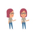 Happy and Intelligent Character Girl Designer making presentation