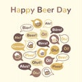 Happy International Beer Day illustration, greeting card