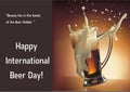 Happy International Beer Day poster with background Royalty Free Stock Photo