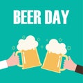 Happy international beer day poster background vector illustration in flat style greeting card retro graphic of beer day Royalty Free Stock Photo