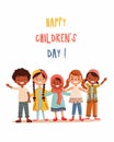 Happy International Children's Day design illustration. Template for Poster, Banner, Flyer, Greeting Card, Post. Royalty Free Stock Photo