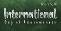 Happy International Day of Awesomeness, March 10. Calendar of March Chalk Text Effect, design Royalty Free Stock Photo