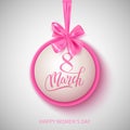 Happy International Women`s Day decorative lettering, 8 March, postcard, vector illustration