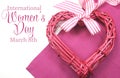 Happy International Womens Day, March 8, heart and text Royalty Free Stock Photo