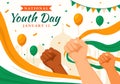 Happy International Youth Day of India Vector Illustration with Indian Flag and Young Boys or Girls Togetherness