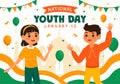 Happy International Youth Day of India Vector Illustration with Indian Flag and Young Boys or Girls Togetherness