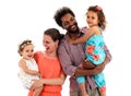 Happy interracial family isolated on white Royalty Free Stock Photo
