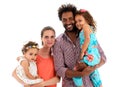 Happy interracial family isolated on white Royalty Free Stock Photo