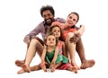 Happy interracial family on white Royalty Free Stock Photo