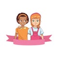 Happy interracial little girls avatars characters