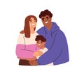 Happy interracial mixed family portrait with parents and child. International mother, father, kid. Biracial couple, mom