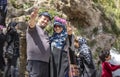 Happy iranian couple at Niasar village during rose picking season