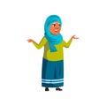 happy islamic elderly woman want to embracing family cartoon vector