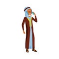 happy islamic grandfather talk with daughter on cellphone cartoon vector