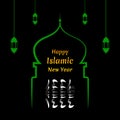 Happy Islamic New Hijri Year 1444 with Arabic number
