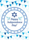 Happy Israel Independence Day greeting card, poster, flyer, invitation with the national colors and star, garland, flag Royalty Free Stock Photo