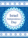 Happy Israel Independence Day greeting card, poster, flyer, invitation with the national colors and star, garland, flag Royalty Free Stock Photo