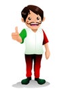 Happy italian man thumb up wearing flag theme shirt Royalty Free Stock Photo