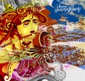 Happy janmashtami celebration design greeting card