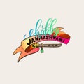 Happy janmashtami hand lettering inscription logo design