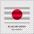 Happy Japan day banner. Bright button with flag of Japan. Vector.