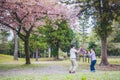 Happy Japanese guys in spring