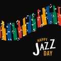 Happy Jazz Day illustration of colorful piano keys