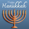 Happy jewish hanukkah concept background, cartoon style