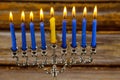 Happy Jewish holiday celebrates Hanukkah festival of lights candles