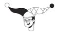 Happy jocker smiling monochrome flat linear character head