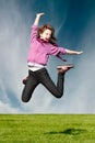 Happy joy girl jump Royalty Free Stock Photo
