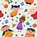 Happy Joy Kids Children Day Seamless Pattern Background Royalty Free Stock Photo