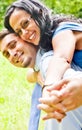 Happy joyful couple having fun outdoor Royalty Free Stock Photo