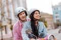 Happy joyful couple having ride