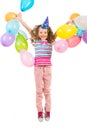 Happy joyful girl jumping with balloons Royalty Free Stock Photo