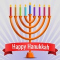 Happy judaic hanukkah concept background, cartoon style