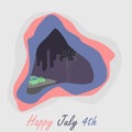 Happy July 4th Greeting Card with Fireworks. Illustration Royalty Free Stock Photo