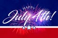 Happy July 4th Greeting with red and blue background